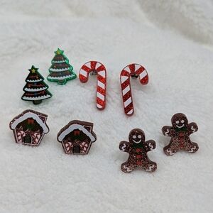 Christmas Earrings Bundle of 4 Acrylic Glitter Stud Earrings